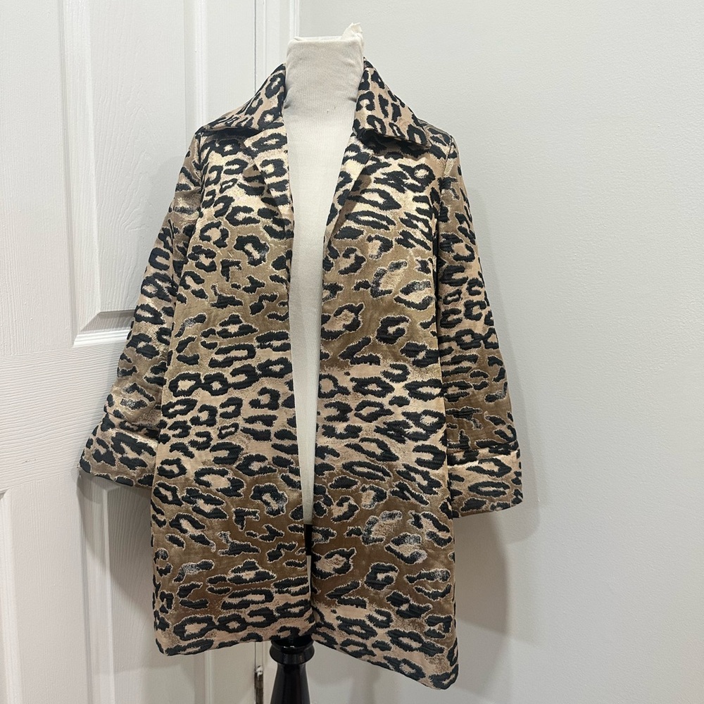 Chico's Black and Tan Animal Print Jacket